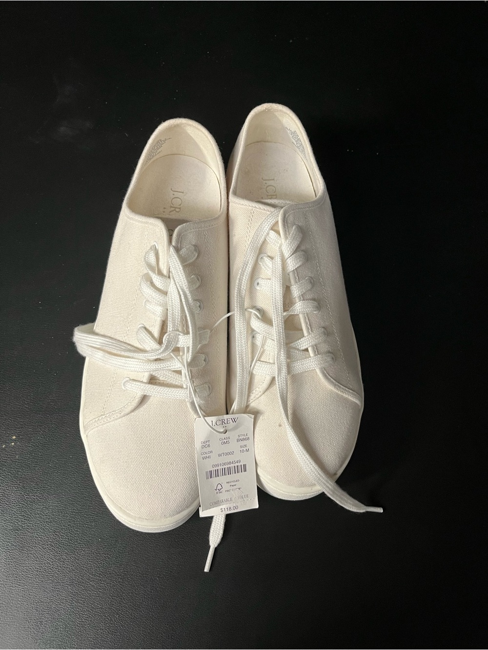J. Crew Women's Off-White Canvas Lace-Up Sneakers